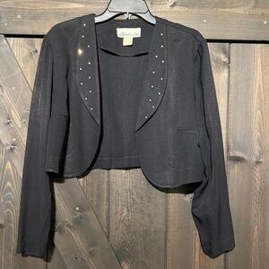 Vintage Black Bolero with Rhinestone Accents